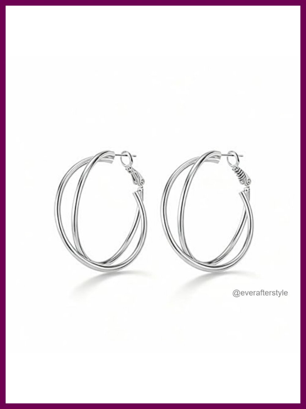 18K Gold Plated Double Hoop Earrings for Women, 40mm Oversized Statement